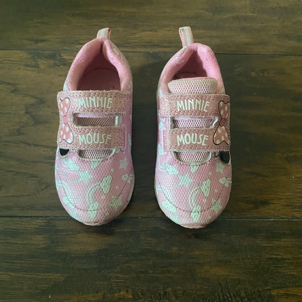 Disney Sneakers, Girls Pink and White, Size 7